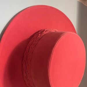 ASN Anthropology Pink Suede wide-Brim Hat